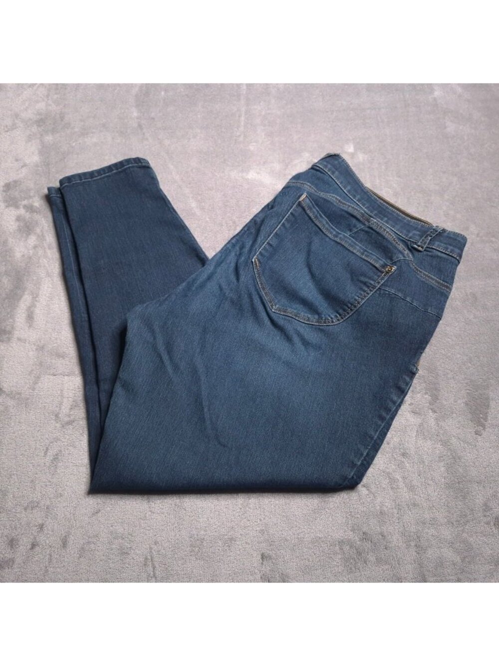 Democracy Womens 20W Ab Technology Skinny Ankle Jeans Dark Wash Stretch Pockets